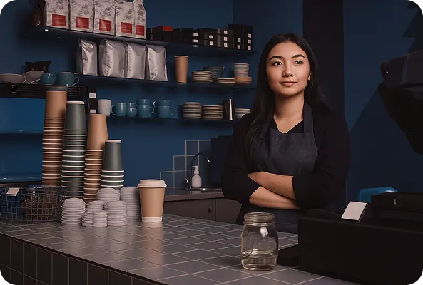 Бариста в кофейне