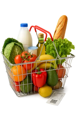 Корзина с продуктами для розничных сетей