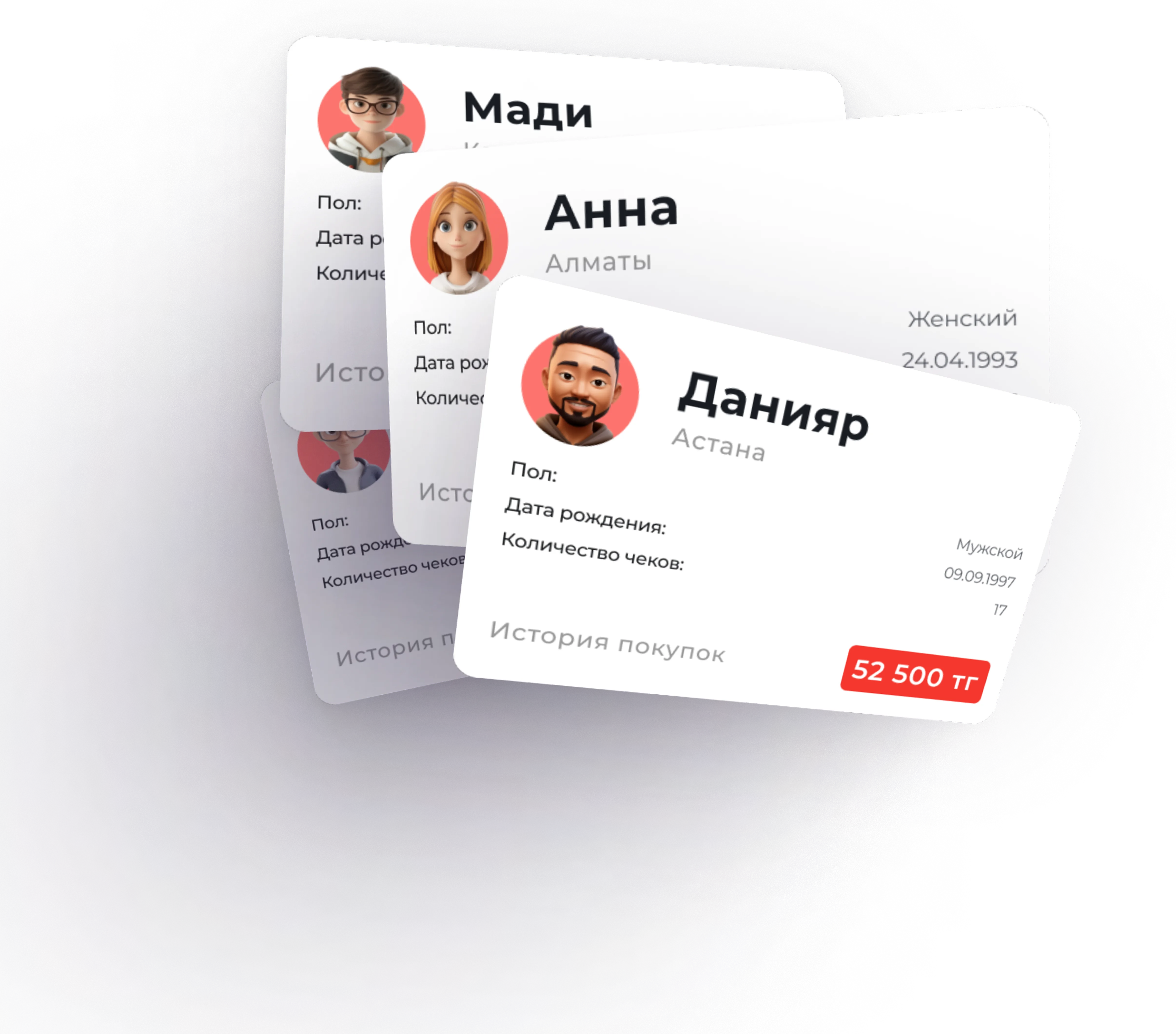 Карточки покупателей в системе Amian